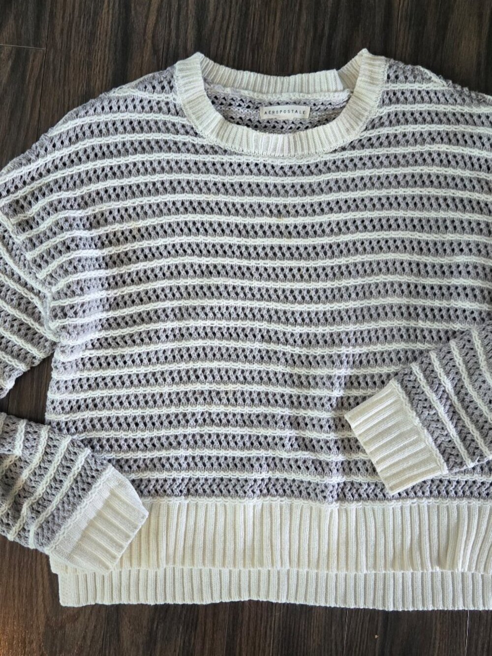 AEROPOSTALE 90s Style Cotton/Acrylic Open Knit Sweater SIZE L/XL